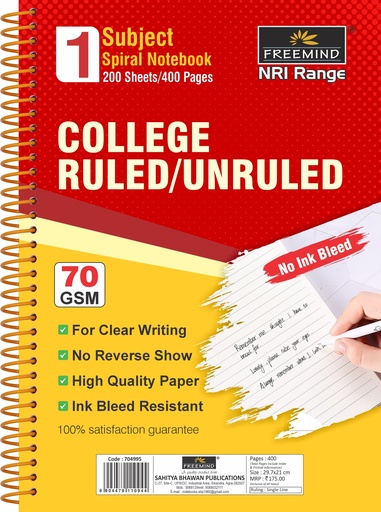 [704995] NRI-A4 SPIRAL NOTEBOOK-Single Line-400
